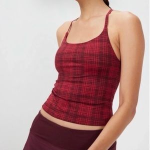 Outdoor Voices Move Free Tank Pomegranate Plaid